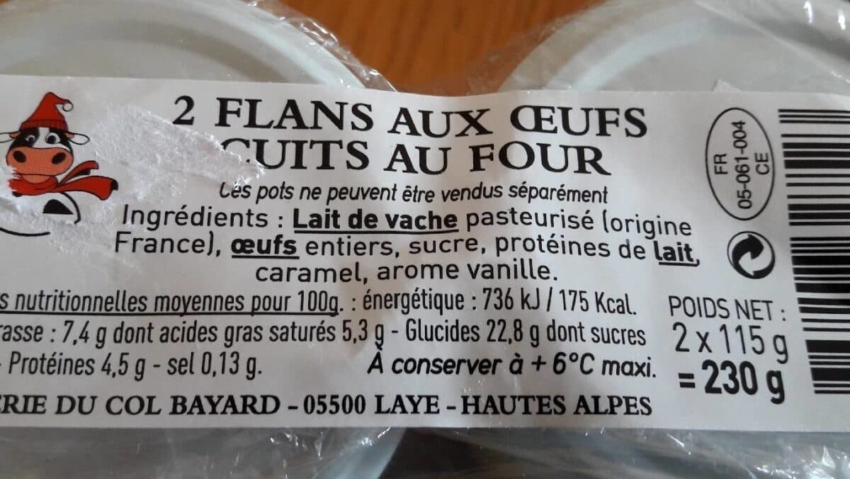 Open Food Facts flans aux oeufs cuits au four packshot