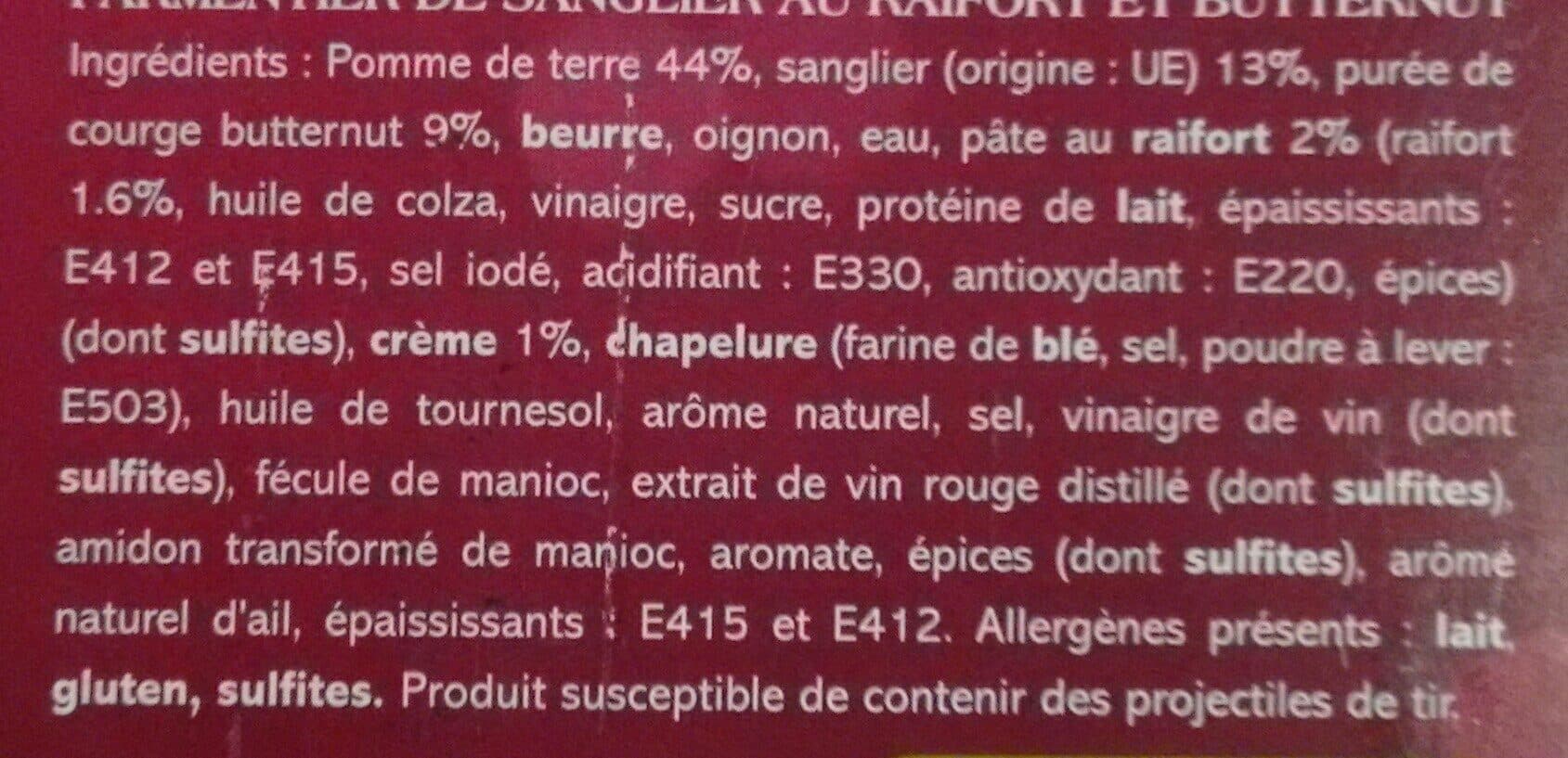 Saveurs Forestières Parmentier de Sanglier au raifort et butternut packshot