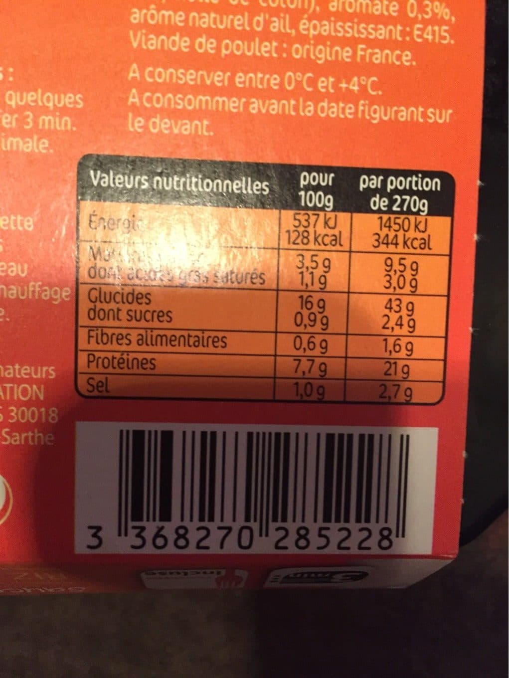 Entr acte Émincé de Volaille Sauve Curry packshot