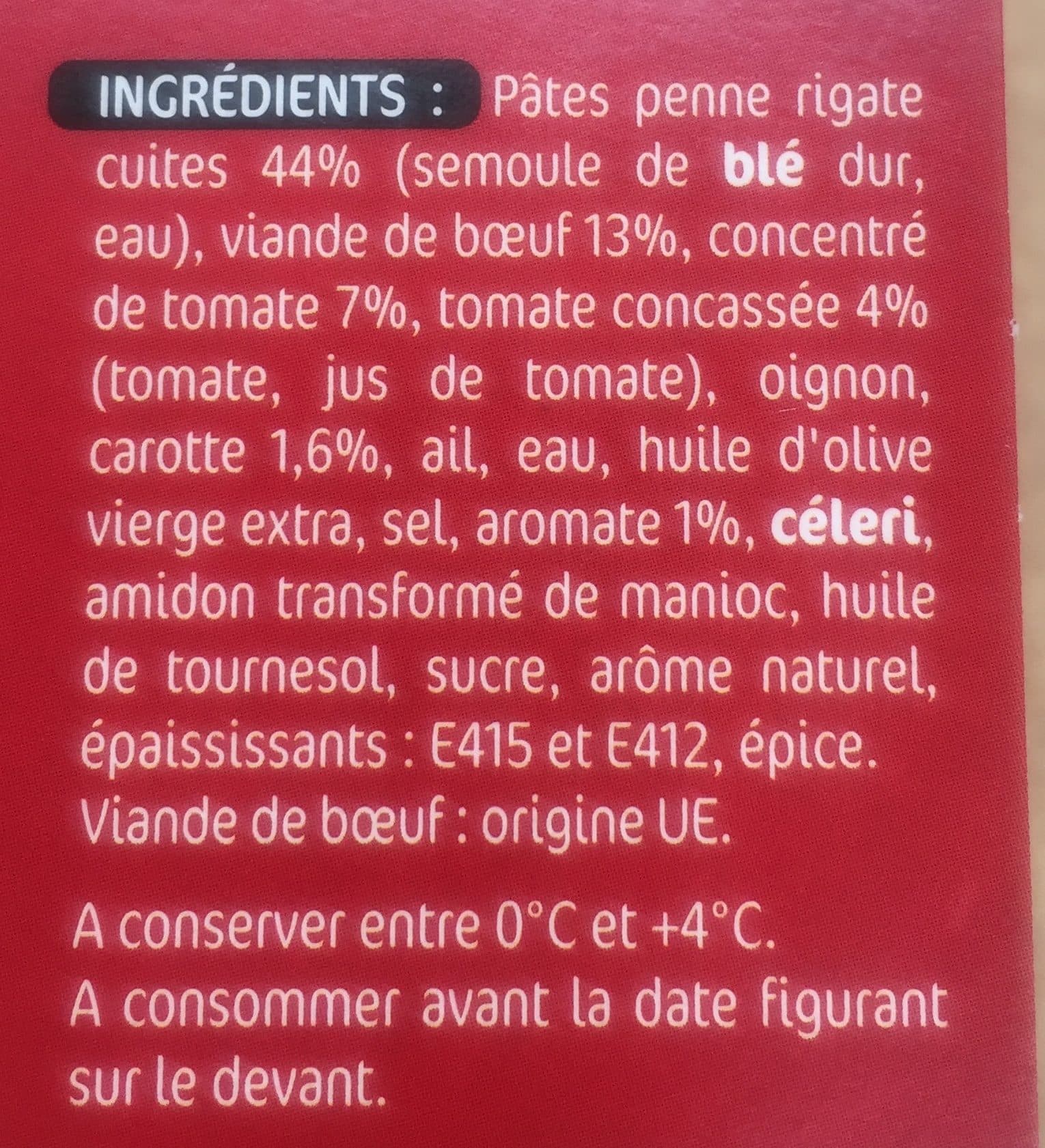 Entr acte Penne Sauce Bolognaise packshot