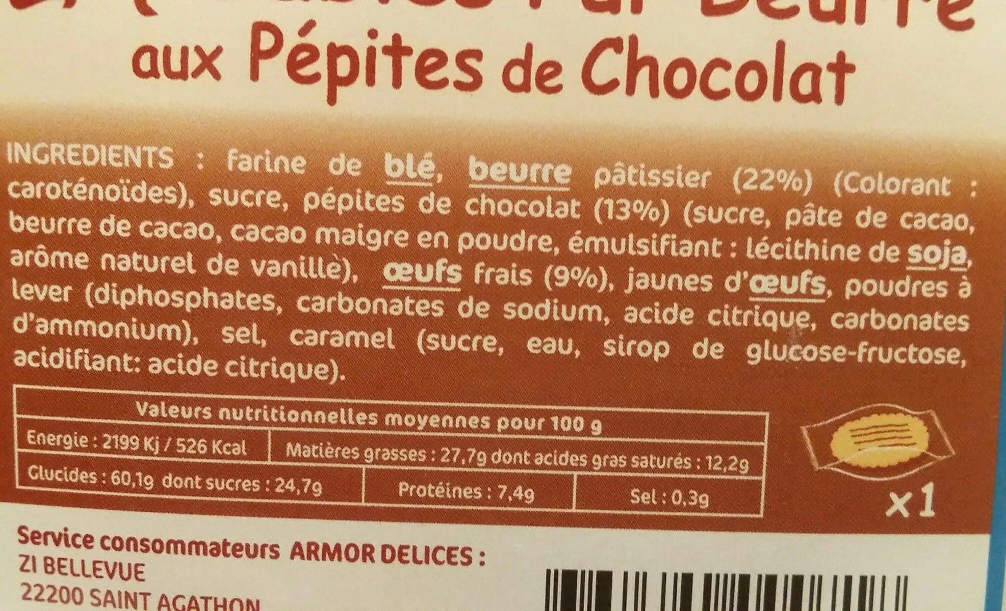 Open Food Facts Sablés pur beurre aux pépites de chocolat packshot