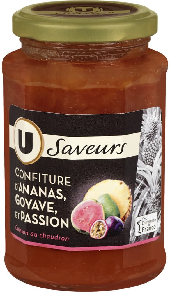 U Confiture ananas goyave passion , bocal de 315g packshot