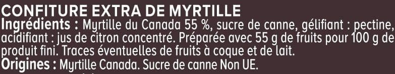 U Confiture de myrtille du Canada pot de 315g packshot