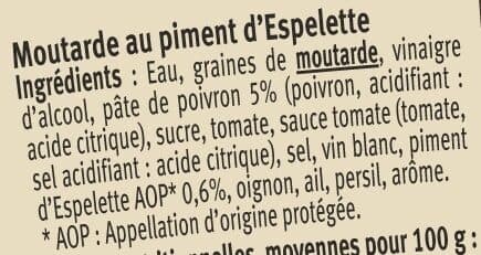 U Moutarde au poivron et au piment d'Espelette bocal de 210g packshot