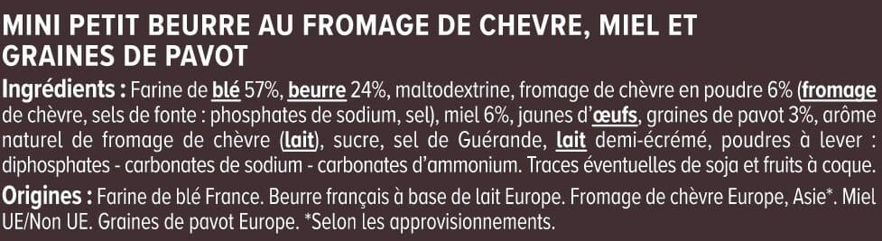 U Biscuits apéritifs Mini petit beurre chèvre miel pavot 65g packshot