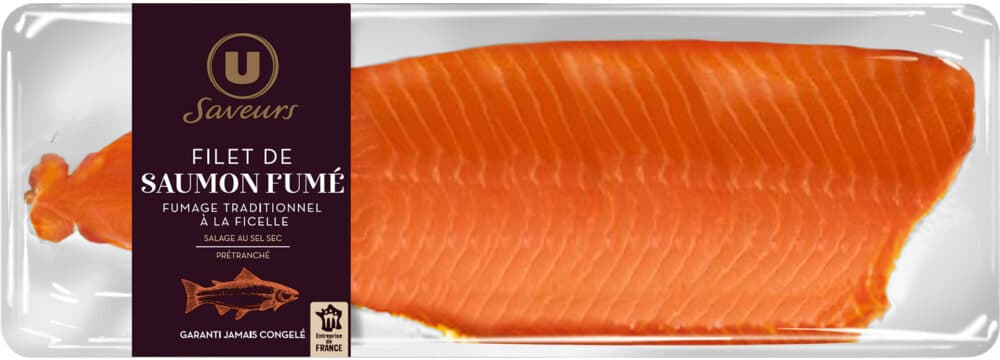 U Filet de saumon fumé à la ficelle prétranché, 700g packshot