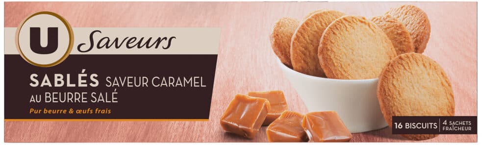 U Biscuits Sablés saveur caramel au beurre salé étui 120g packshot