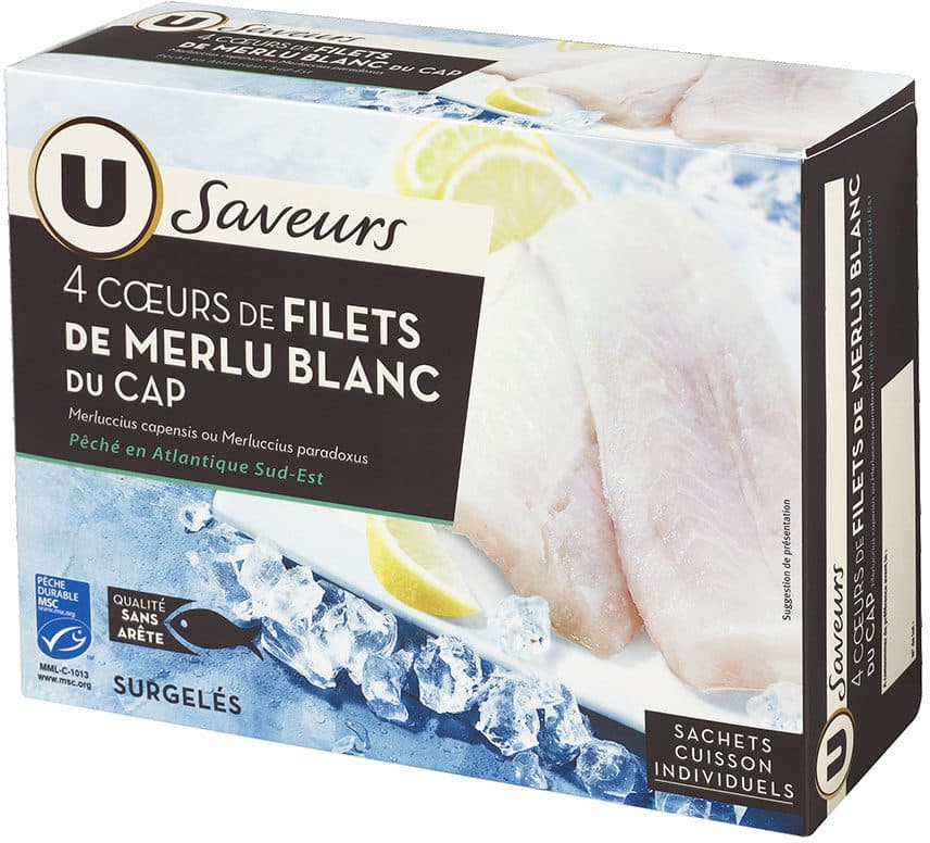 U Coeurs de filet de merlu blanc du Cap packshot