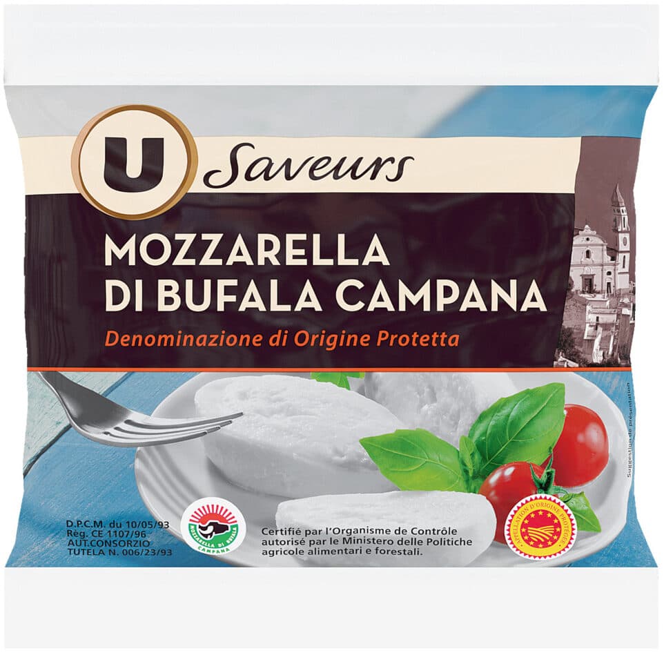 U Mozzarella di bufala Campana DOP au lait pasteurisé 25% de MG, 125g packshot