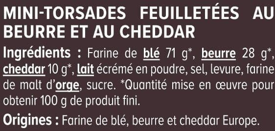 U Minifeuilleté torsades beurre et fromage paquet de 100g packshot