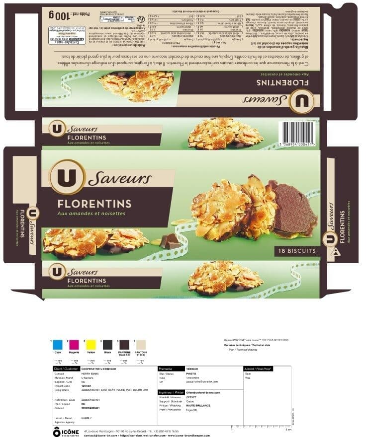 U Biscuits florentins au chocolat au lait packshot