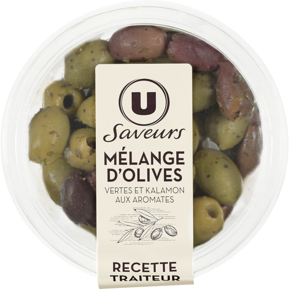U Mélanges d'olives vertes et kalamon aux arômates 150g packshot