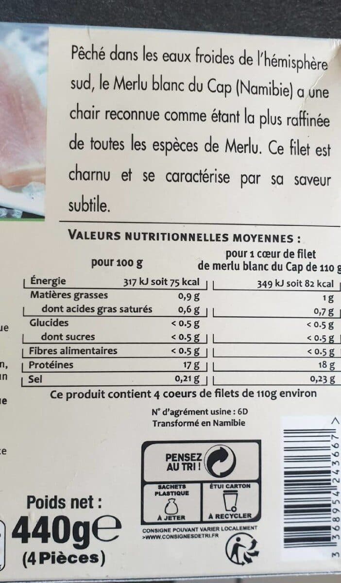 U Coeur de filet de merlu blanc du cap Saveurs packshot