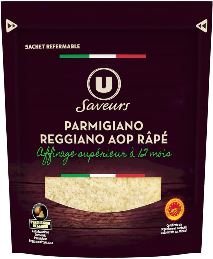 U Parmigiano Reggiano AOP râpé lait cru 30%mg,60g packshot