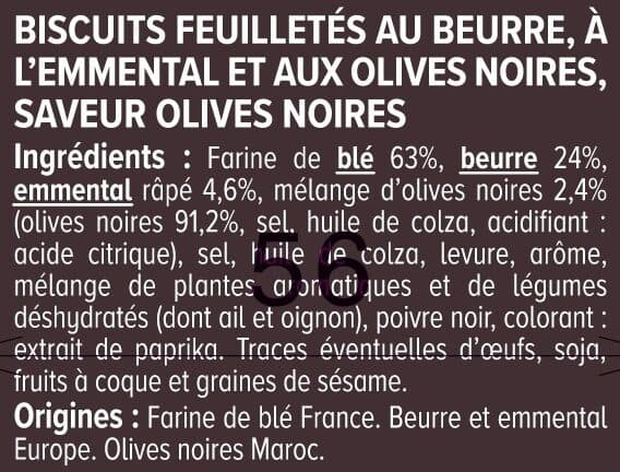 U Biscuits apéritifs palmiers saveur olives boîte de 80g packshot