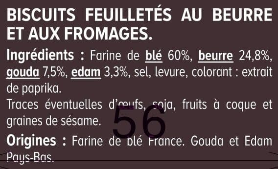 U Biscuits apéritifs Palmiers salés fromage sachet de 80g packshot