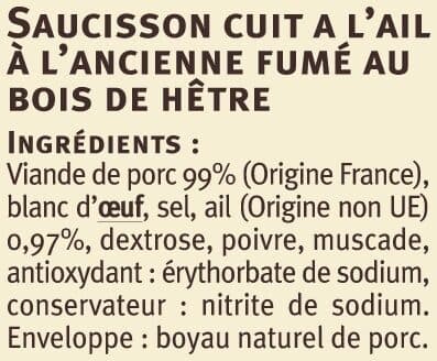 U Saucisson cuit à l'ail à l'ancienne - 250g packshot