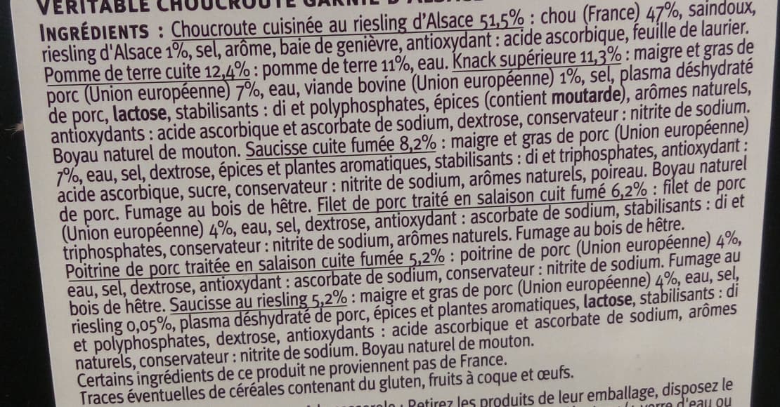 U Véritable choucroute garnie d'Alsace cuisinée au Riesling packshot