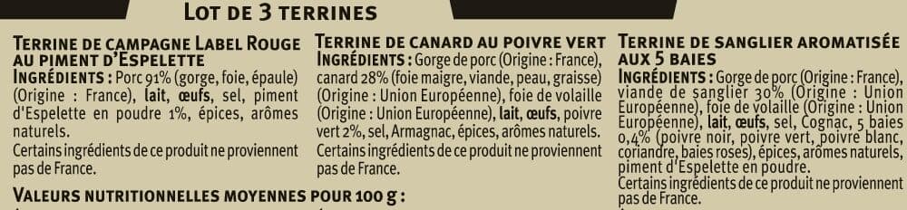 U Terrine campagne piment/canard poivre vert/sanglier 5 baies packshot