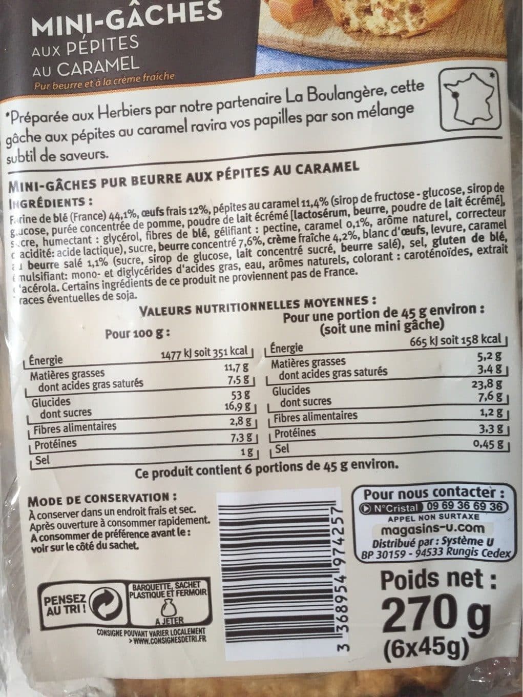 U Mini Gâches aux Pépites au Caramel packshot