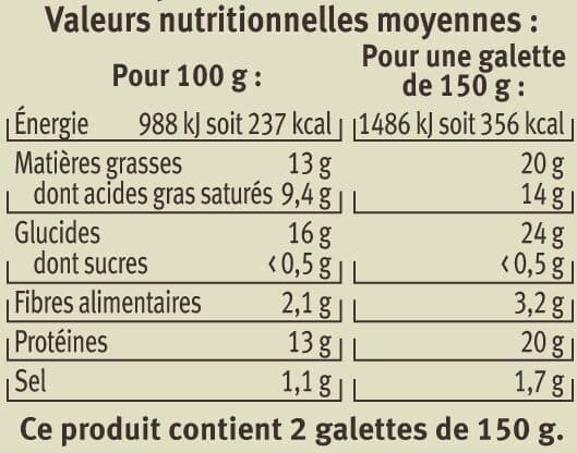 U Galettes de blé noir, garnies de jambon supérieur et emmental , x2, 300g packshot