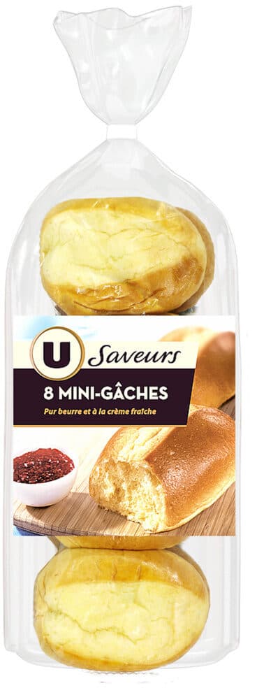 U Mini gâche pur beurre à la crème fraîche x8, 360g packshot
