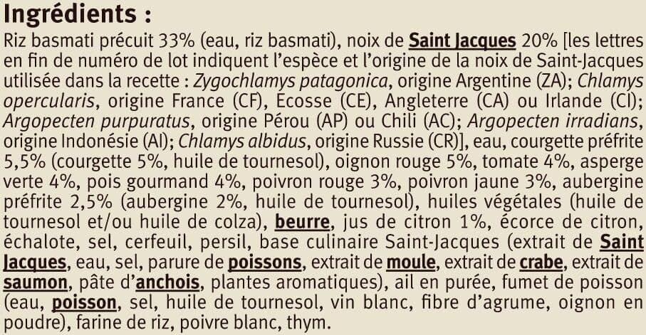 U Plat cuisiné Poêlée de St Jacques au riz basmati 600g packshot