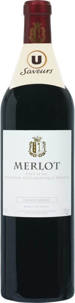 U Vin rouge IGP Pays d'Oc Merlot grande réserve 75cl packshot