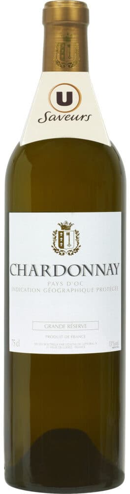 U Vin blanc IGP Pays d'Oc Chardonnay grande réserve 75cl packshot