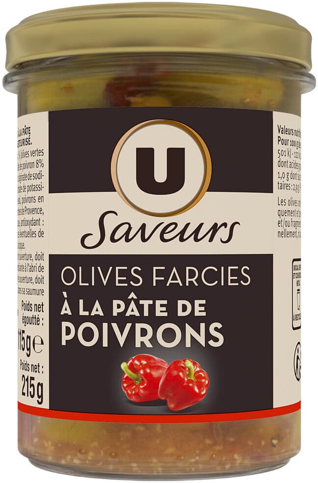 U Olives vertes farcies à la pâte de poivrons packshot