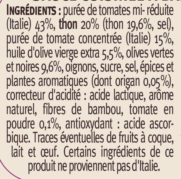 U Sauce thon olives packshot