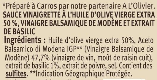 U Sauce vinaigrette à l'Huile d'Olive 50% et au Vinaigre Balsamique Extrait de basilic bouteille de 20cl packshot