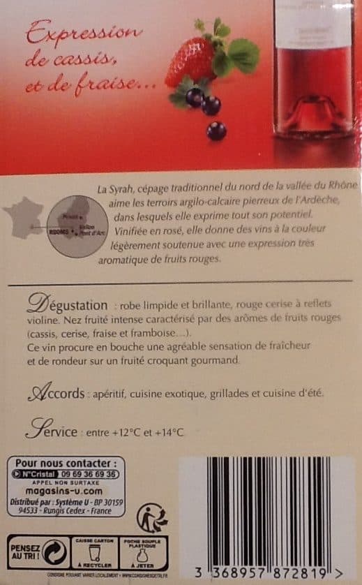 U Ardèche Syrah IGP rosé grande réserve packshot
