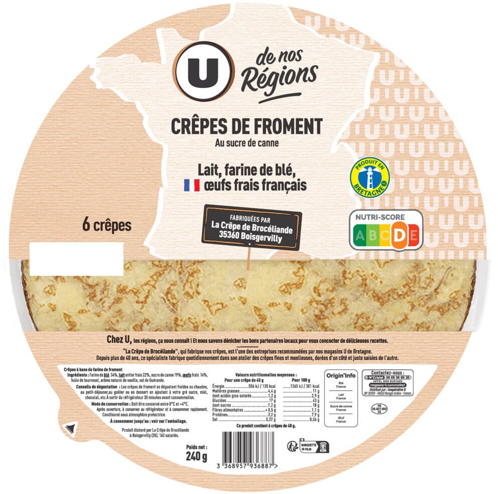 U Crêpes de froment , x6 - 240g packshot