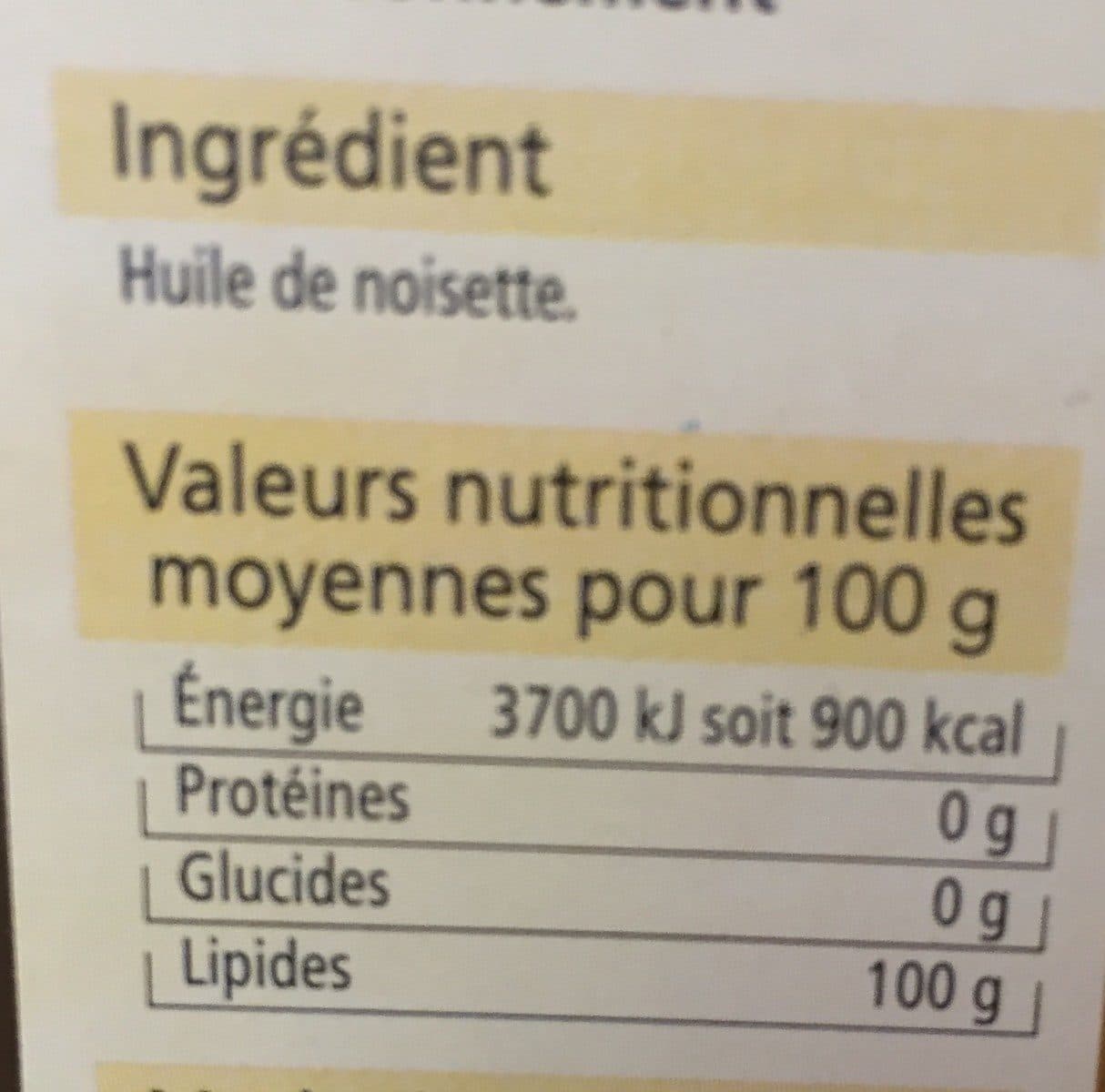 Open Food Facts Huile Arom Noisette Les Sav U 25CL packshot