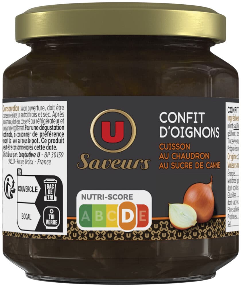 U Confit d'oignons bocal en verre de 115g packshot