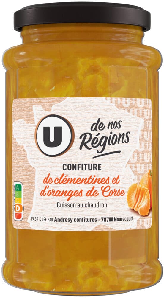 U Confiture de clémentine et d'orange récoltées en Corse pot de 315g packshot