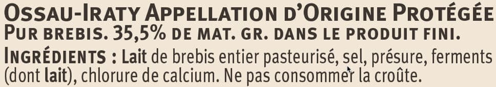 U Pur brebis au lait pasteurisé Ossau Iraty AOP 35,5%MG 180g packshot