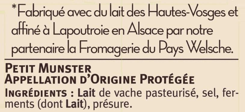 U Petit munster AOP au lait pasteurisé 24% de matière grasse packshot