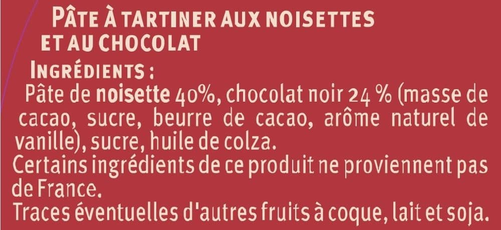 U Pate à tartiner au chocolat noir noisettes packshot