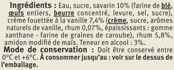 U Baba au rhum crème vanille , 2x140g packshot