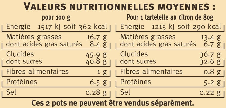 U Tartelettes au citron de Sicile 2x80g packshot