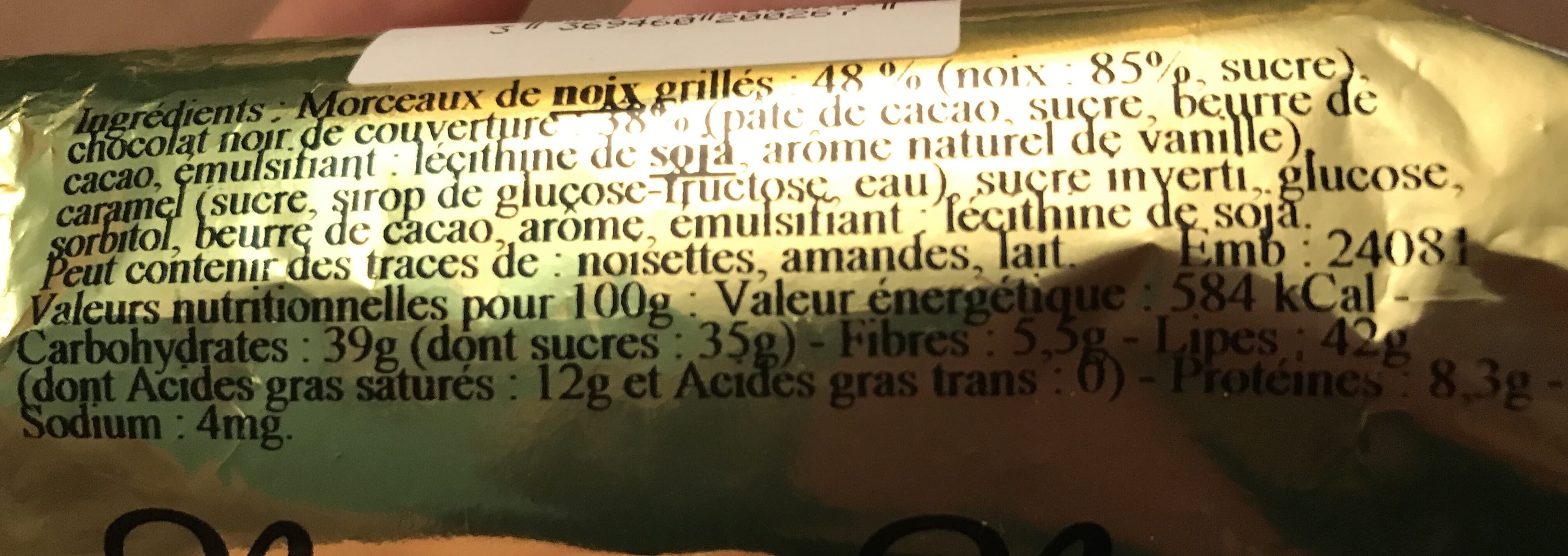 Le Pèlerin Des Saveurs Barre chocolatée aux noix packshot