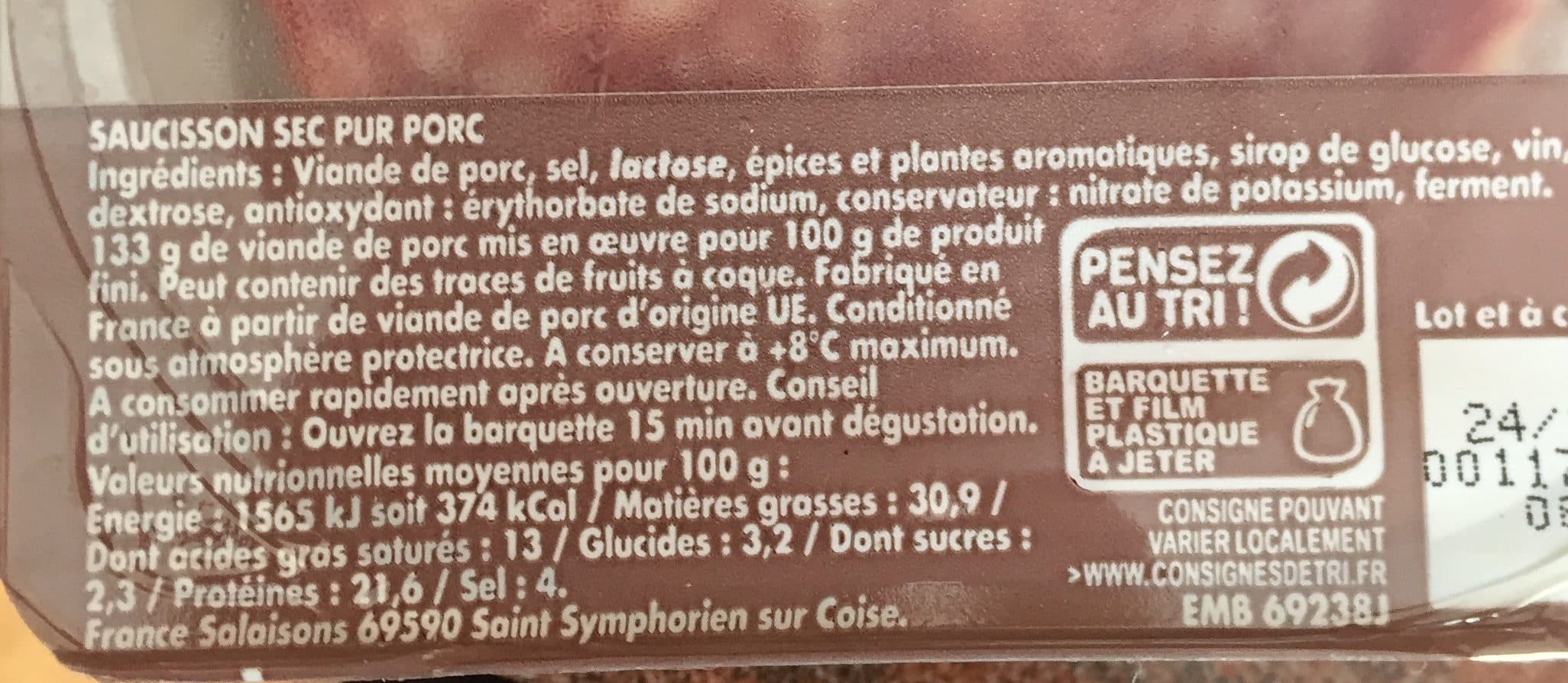 Saucisson Sec Saucisson sec pur porc packshot