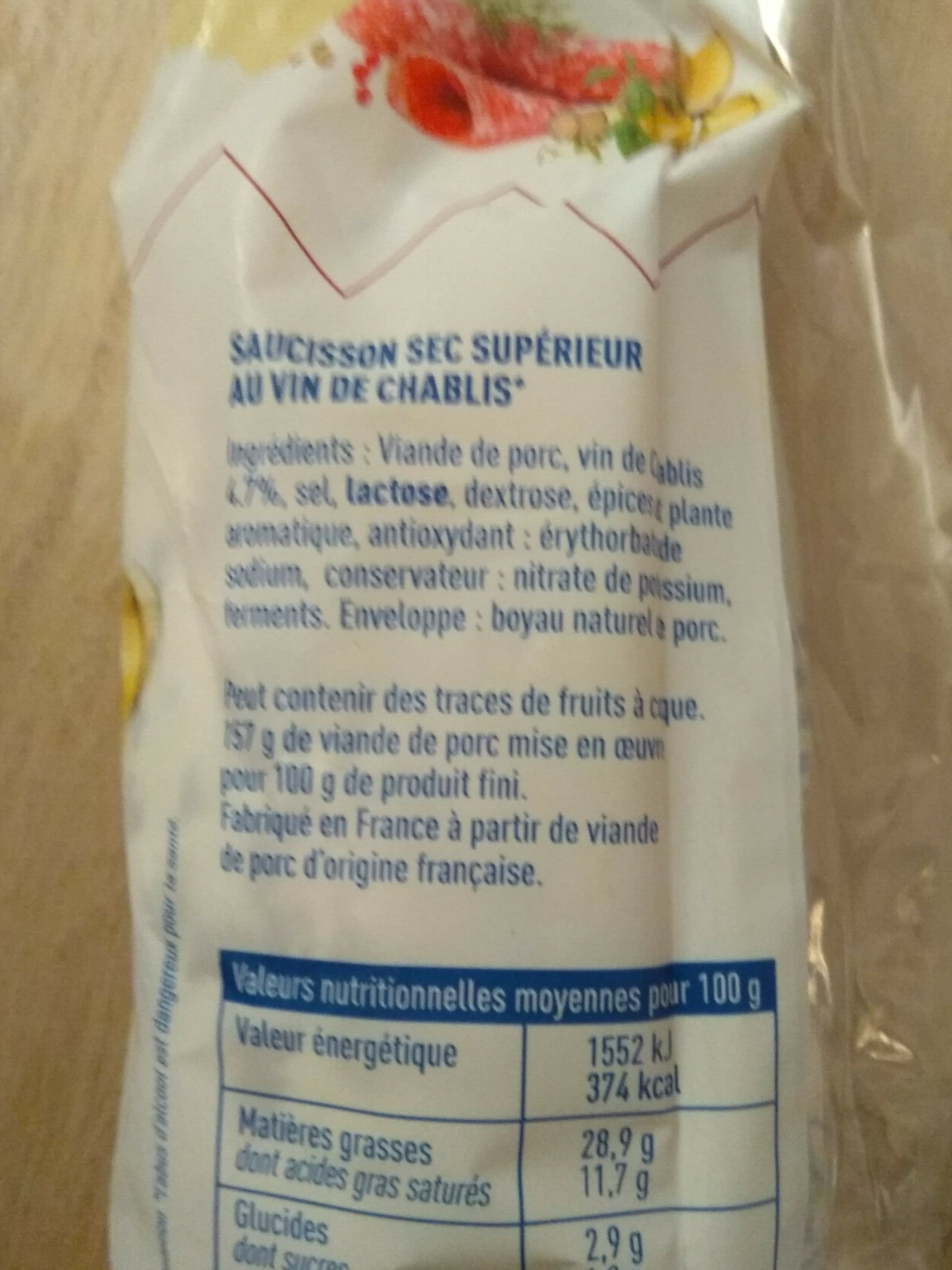 Le Porc Français Saucisson sec au vin de Chablis packshot