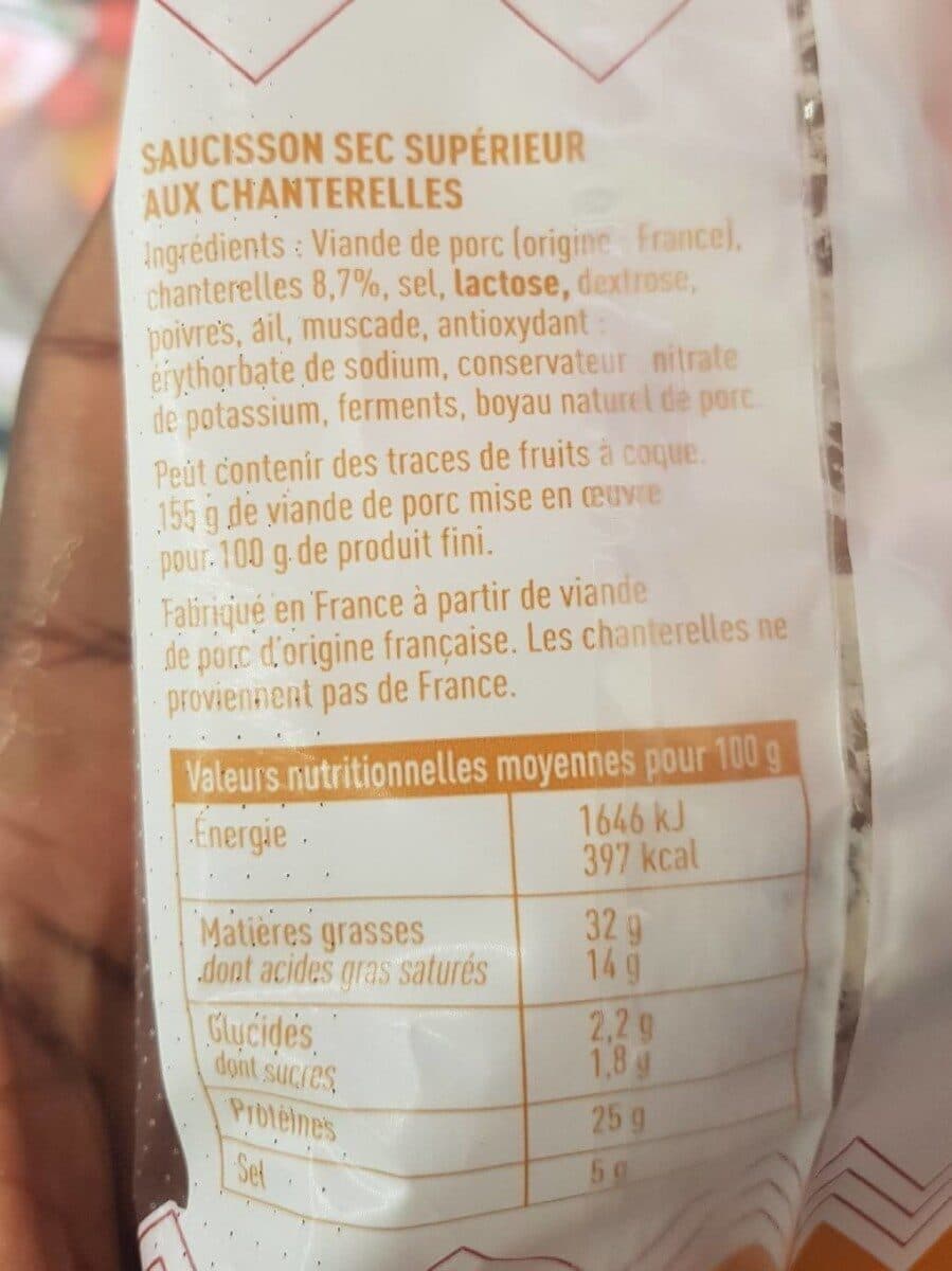 Open Food Facts Saucisson sec Aux chanterelles packshot