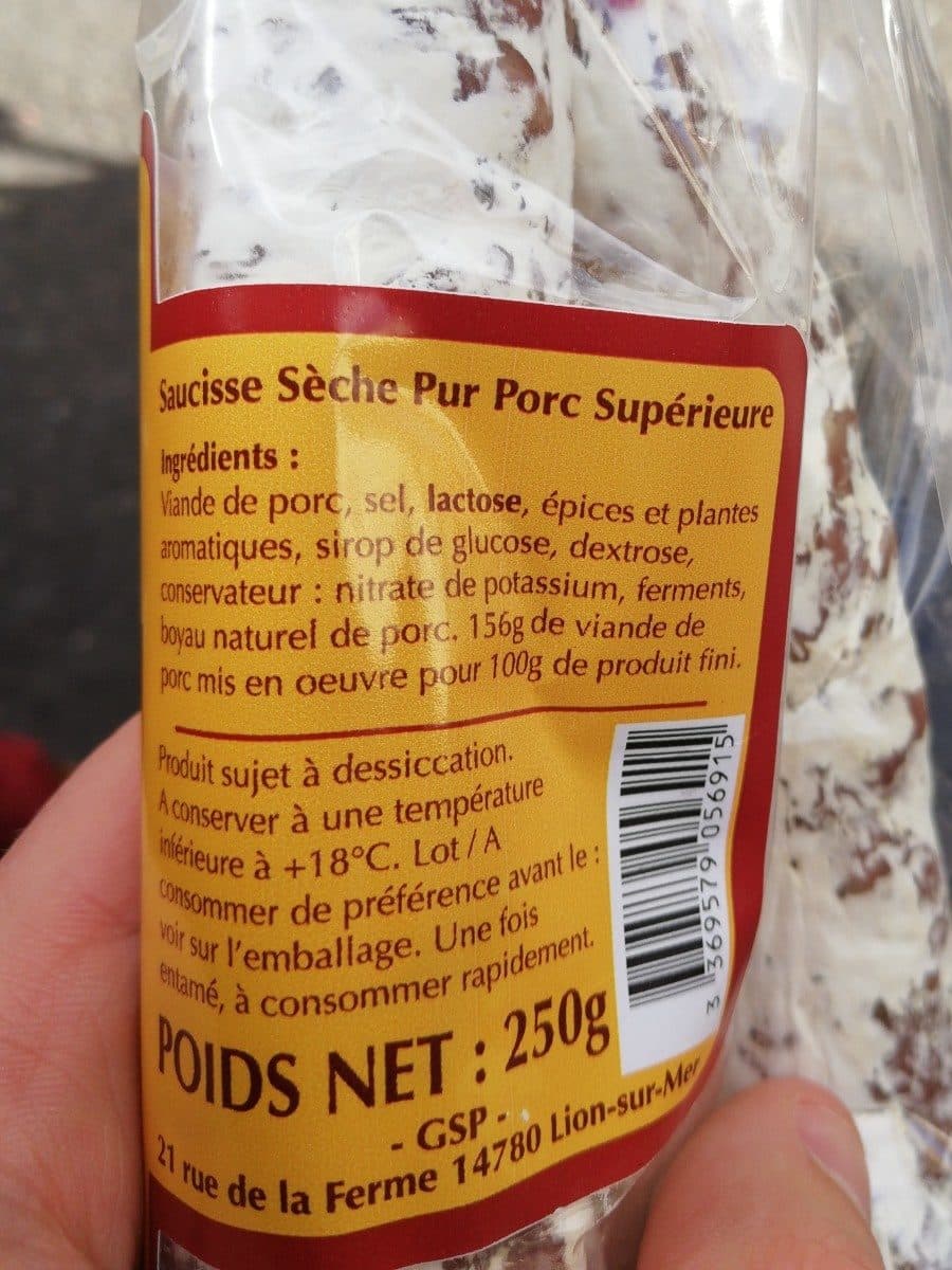 Open Food Facts Saucisse sèche pur porc packshot