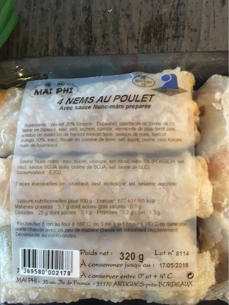 Open Food Facts Nem Au Poulet x4 packshot