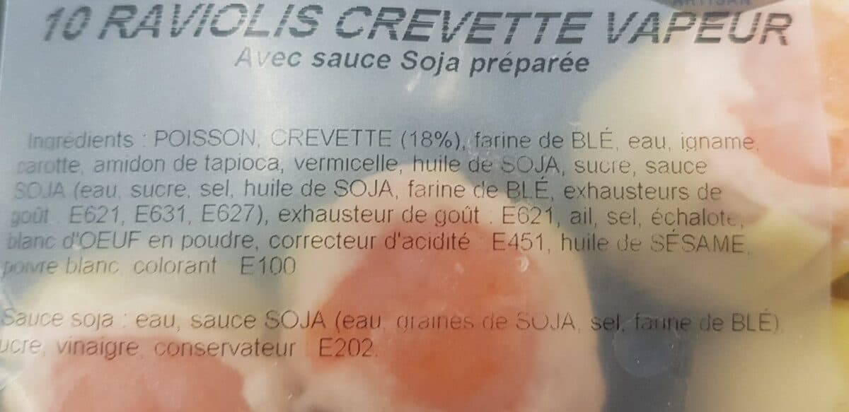 Open Food Facts 10 raviolis crevette vapeur packshot
