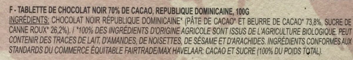 Ikalia TABLETTE CHOCOLAT NOIR 70% CACAO packshot